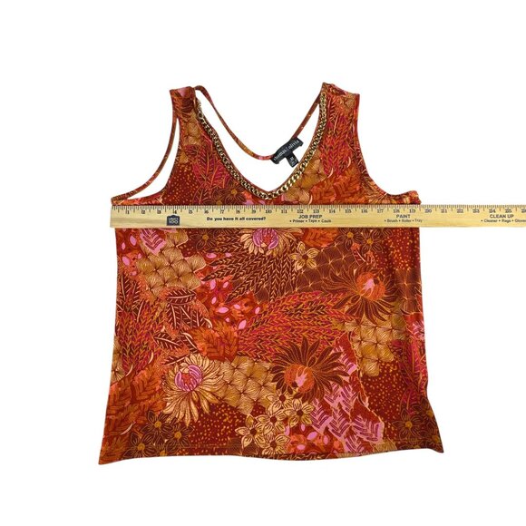 Thomas & Olivia Top Womens Chain-Detail Floral Tank Top M Multicolor V-Neck Casu - Picture 6 of 6
